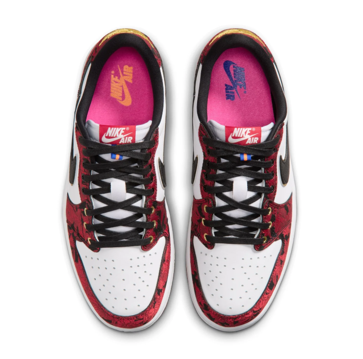 Air Jordan Low-Top Sneakers – Red Graphic Print, White & Black