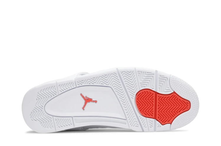 Air Jordan 4 Sneakers – White with Metallic Red Accents