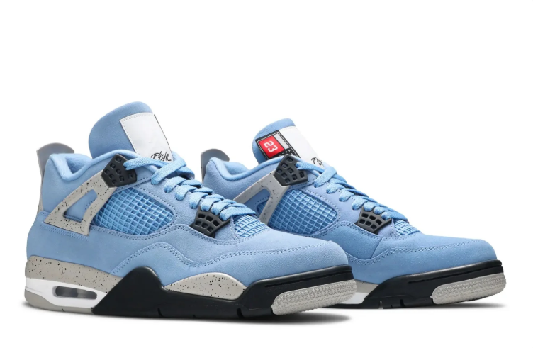 Air Jordan 4 Sneakers – Light Blue with Speckled Gray Accents