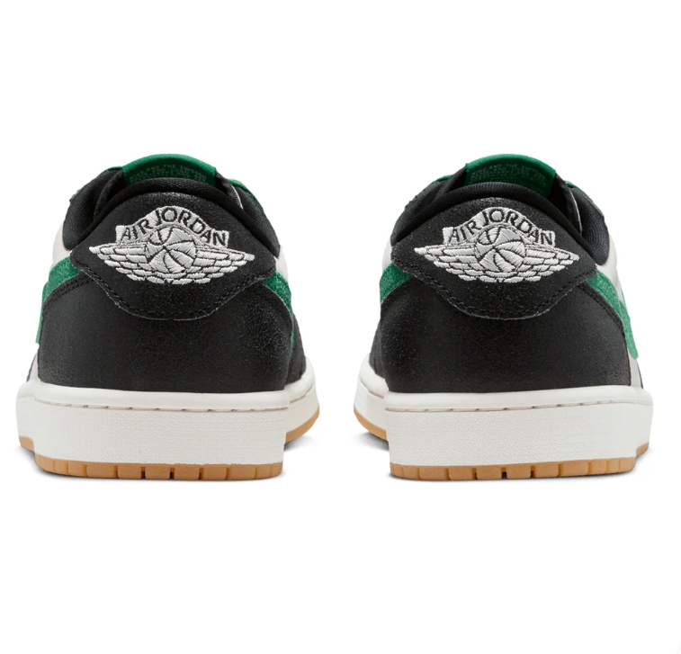 Air Jordan Low-Top Sneakers – Black, White & Green with Gum Sole