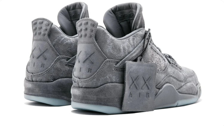 Air Jordan 4 Sneakers – Gray with Textured Pattern & Icy Blue Sole