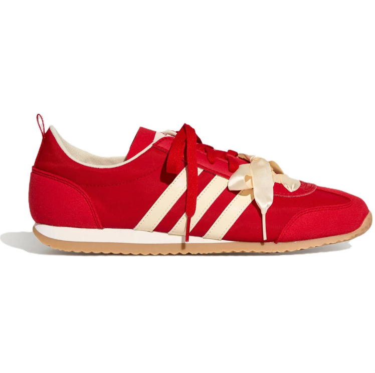 adidas Slim Low-Top Sneakers – Red & Cream with Ribbon Laces