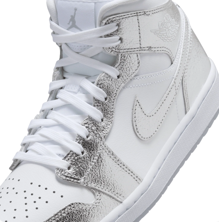 Air Jordan High-Top Sneakers – White & Metallic Silver
