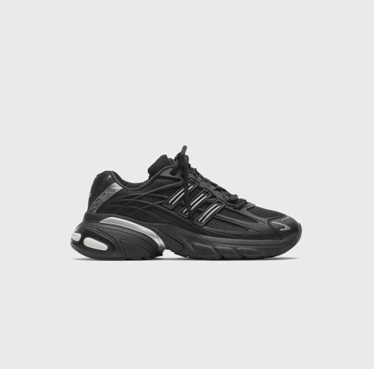 adidas Chunky Mesh Sneakers – Black & Silver with Sculpted Sole