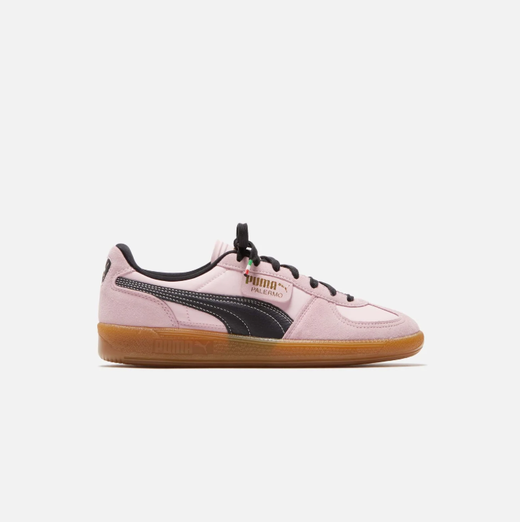 PUMA Palermo Light Pink & Black Sneakers with Gum-Colored Sole