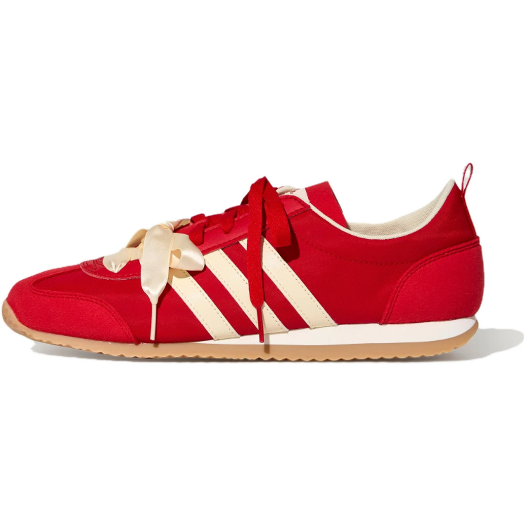 adidas Slim Low-Top Sneakers – Red & Cream with Ribbon Laces