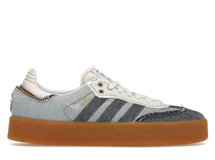 adidas Samba Denim Sneakers – Blue & White with Gum Sole