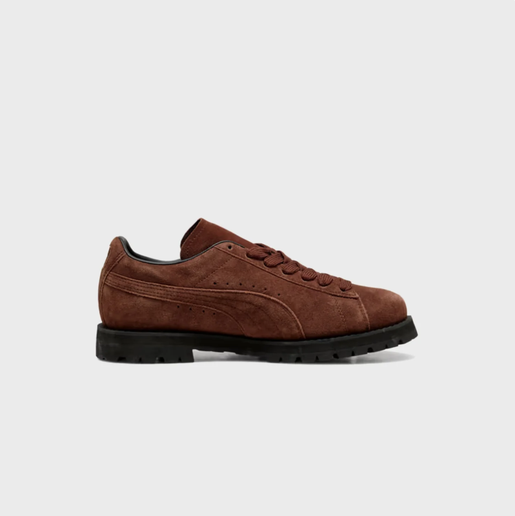 PUMA Rust Brown Lace-Up Sneakers with Chunky Black Sole