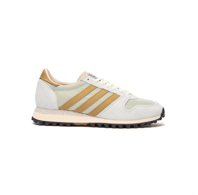 adidas Retro Mesh Sneakers – Cream & Light Gray with Ochre Stripes