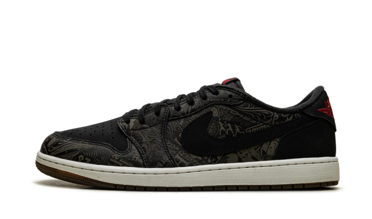 Air Jordan Low-Top Sneakers – Black & Dark Olive Graphic Print