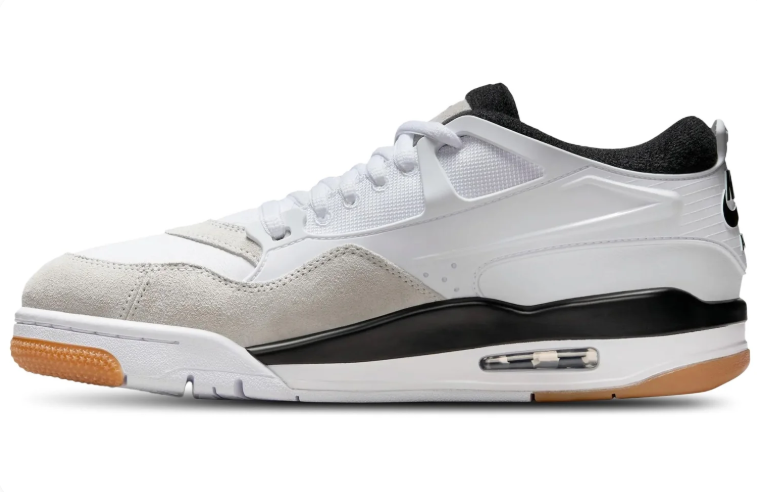 Jordan Low-Top Sneakers – White & Light Gray with Black Accents & Gum Sole