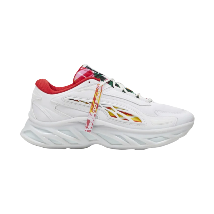 PUMA White Chunky Sneakers with Red & Multicolor Accents