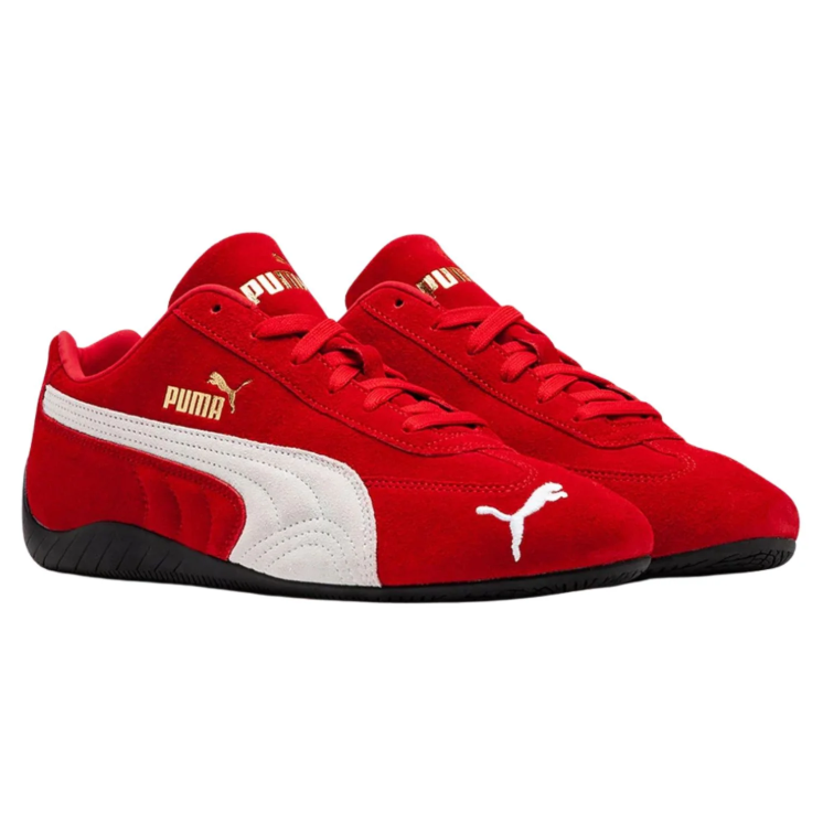 PUMA Slim Low-Top Sneakers – Red & White with Black Sole