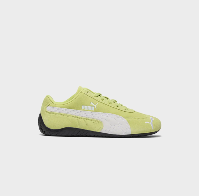 PUMA Slim Low-Top Sneakers – Lime Green & White with Black Sole