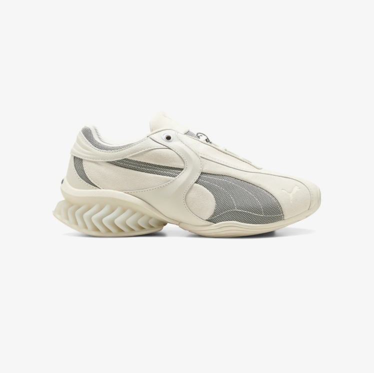 PUMA Mesh Sneakers – Cream & Gray with Sculpted Heel