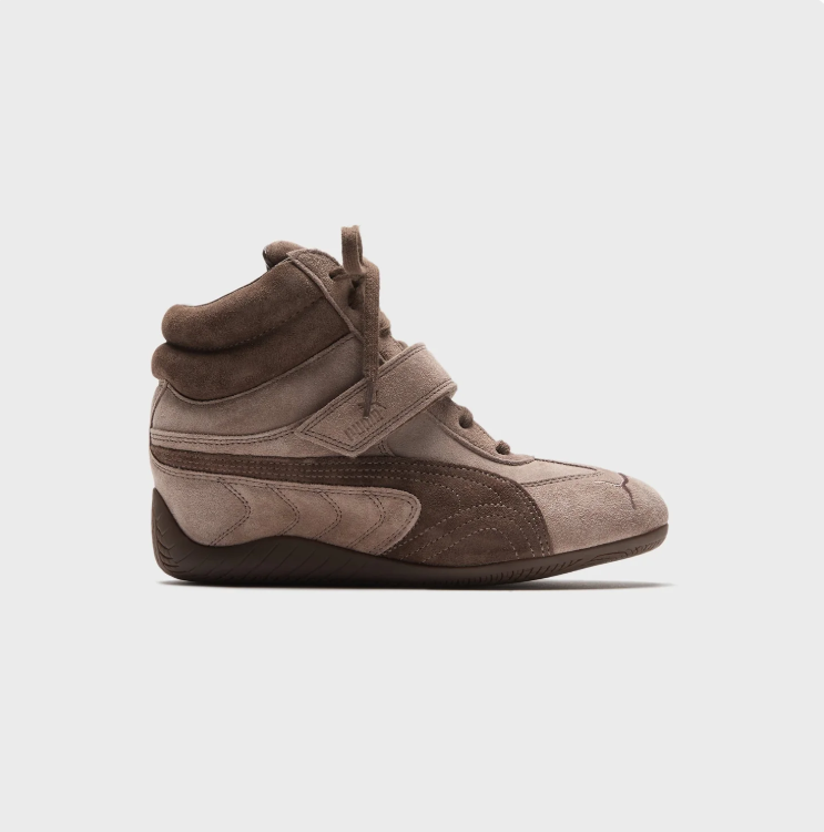PUMA Taupe & Brown High-Top Strap Sneakers