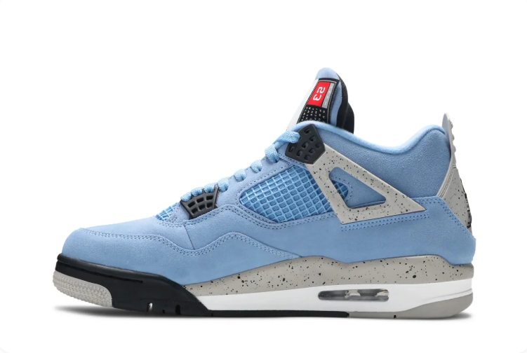 Air Jordan 4 Sneakers – Light Blue with Speckled Gray Accents