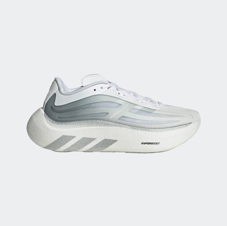 adidas Hyperboost Sneakers – White & Gray with Sculpted Sole