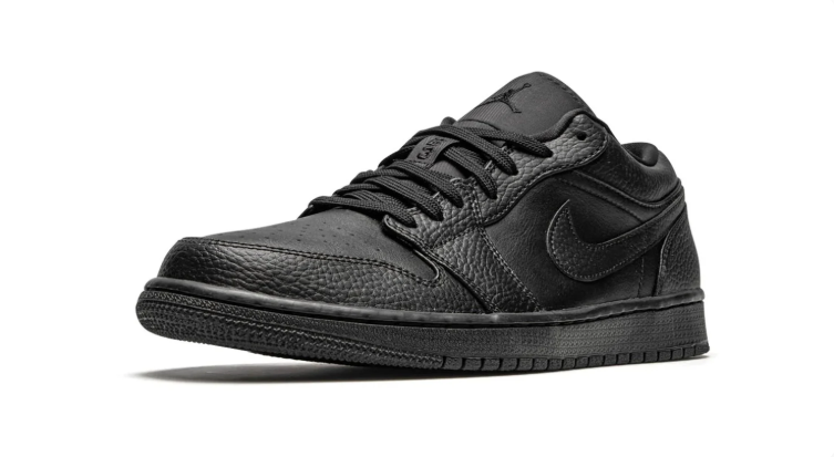 Air Jordan 1 Low Sneakers – All Black with Textured Overlays