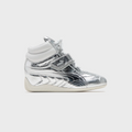 PUMA Metallic Silver & White High-Top Strap Sneakers