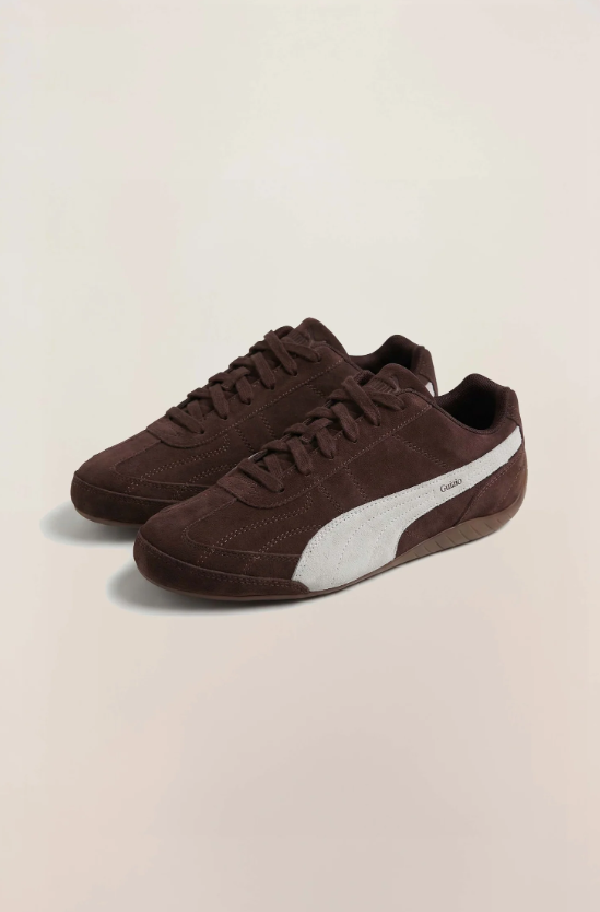 PUMA Slim Low-Top Sneakers – Dark Brown & White