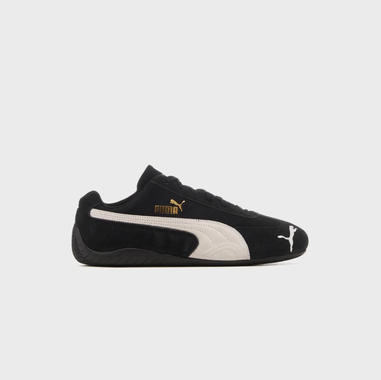 PUMA Slim Low-Top Sneakers – Black & Cream with Gold Accents