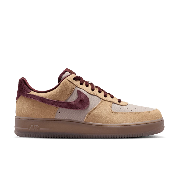 Nike Air Force 1 Low Sneakers – Tan & Burgundy