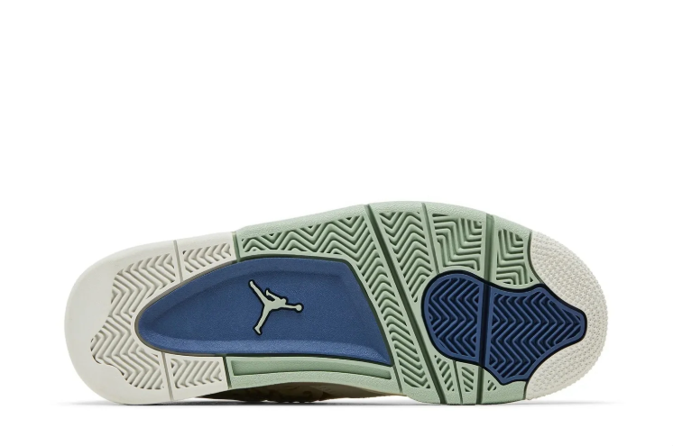 Air Jordan 4 Sneakers – Cream & Pale Mint with Gold Pattern