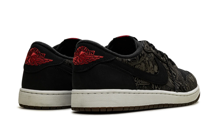 Air Jordan Low-Top Sneakers – Black & Dark Olive Graphic Print