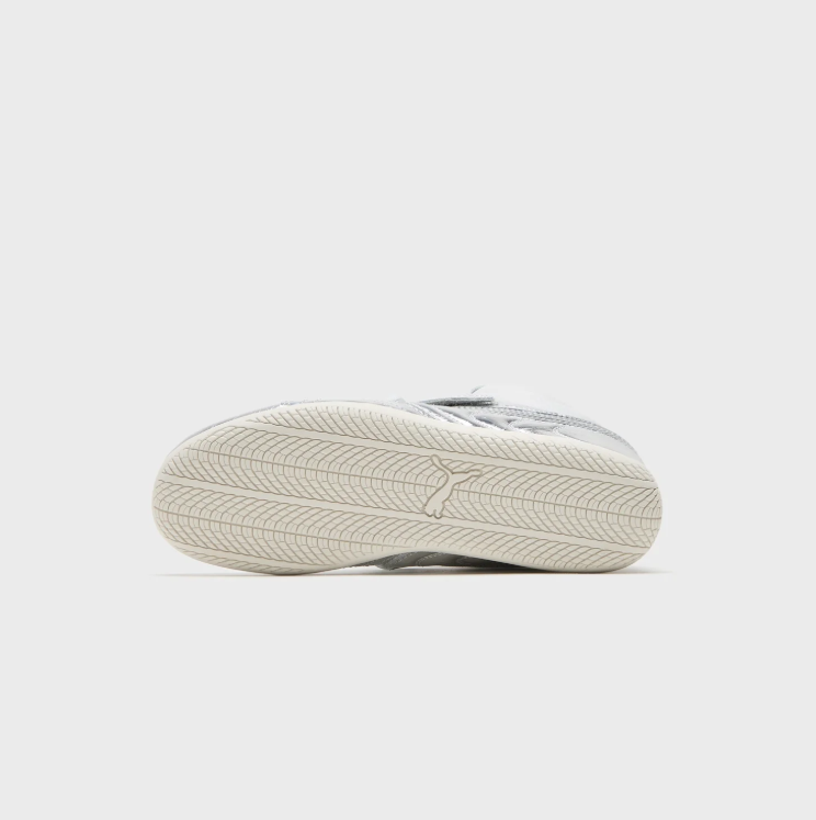 PUMA Metallic Silver & White High-Top Strap Sneakers