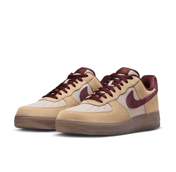 Nike Air Force 1 Low Sneakers – Tan & Burgundy