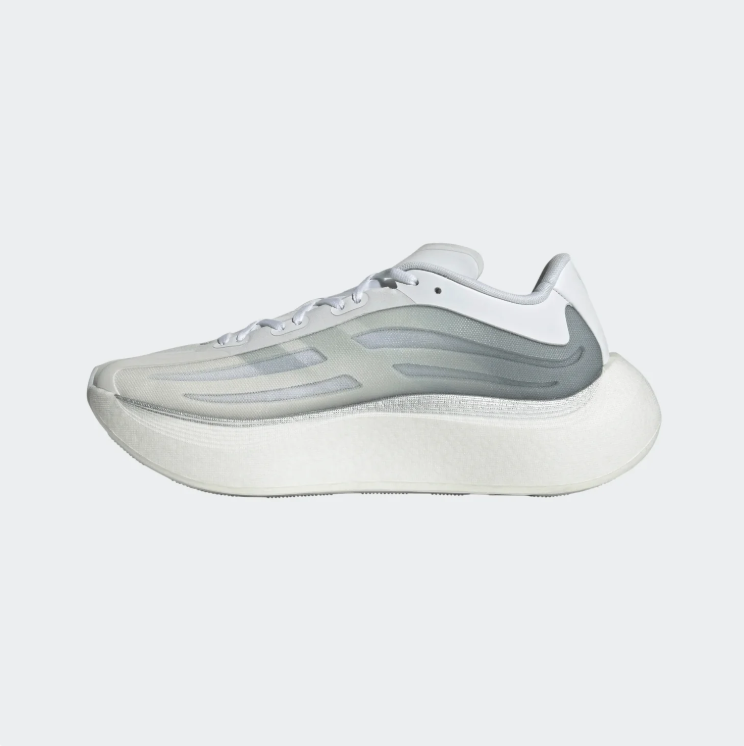 adidas Hyperboost Sneakers – White & Gray with Sculpted Sole