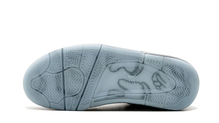 Air Jordan 4 Sneakers – Gray with Textured Pattern & Icy Blue Sole