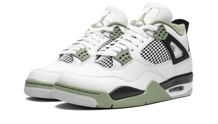 Air Jordan 4 Sneakers – White, Sage Green & Black