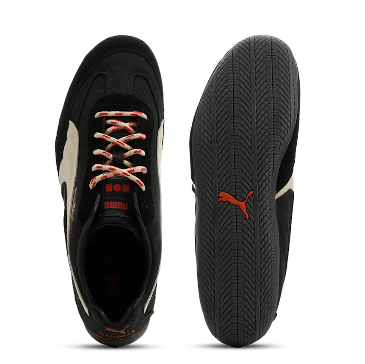 PUMA Slim Low-Top Sneakers – Black & Cream with Red Accents