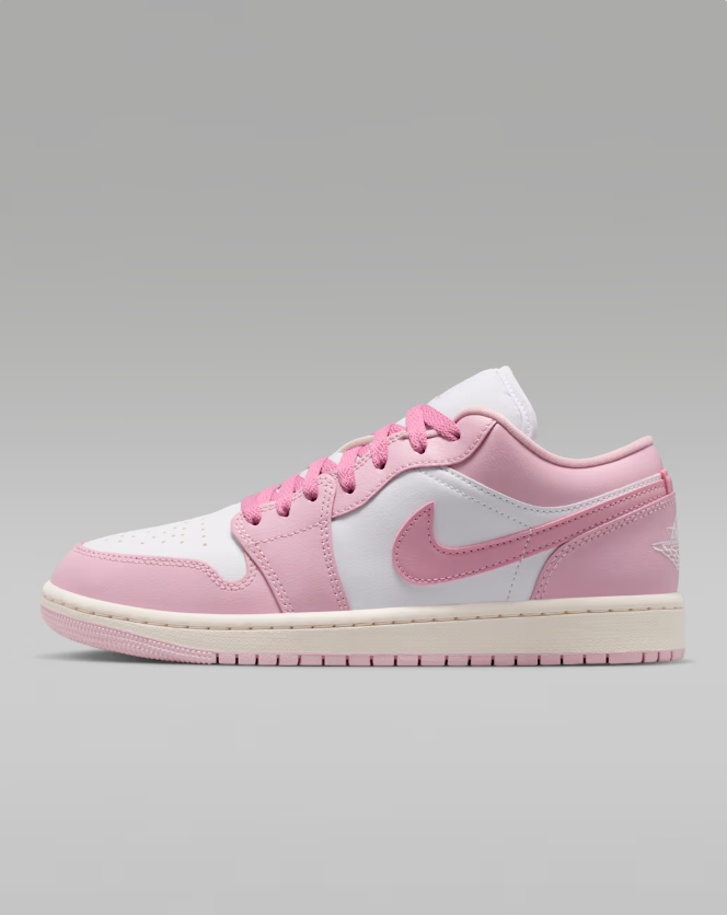Air Jordan 1 Low Sneakers – Pink & White with Cream Midsole