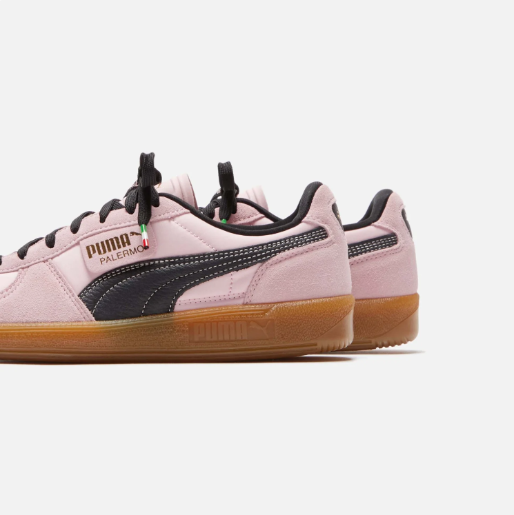 PUMA Palermo Light Pink & Black Sneakers with Gum-Colored Sole
