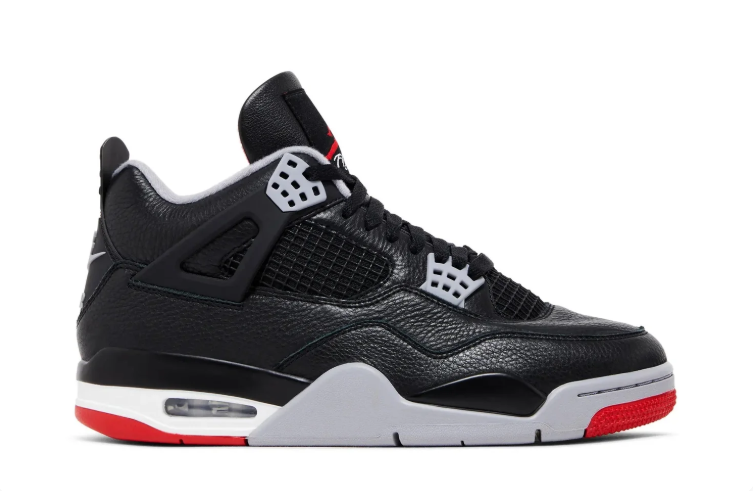 Air Jordan 4 Sneakers – Black, Gray & Red