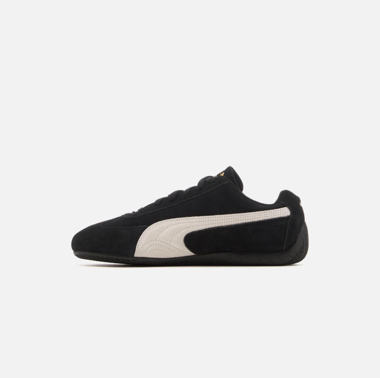PUMA Slim Low-Top Sneakers – Black & Cream with Gold Accents