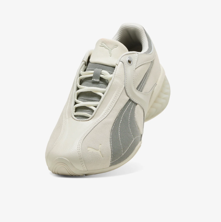 PUMA Mesh Sneakers – Cream & Gray with Sculpted Heel