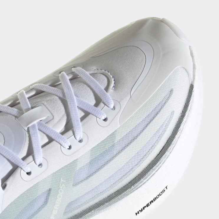 adidas Hyperboost Sneakers – White & Gray with Sculpted Sole