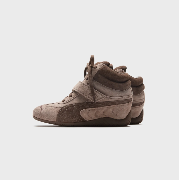 PUMA Taupe & Brown High-Top Strap Sneakers