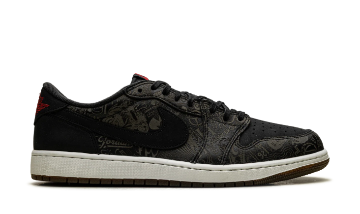 Air Jordan Low-Top Sneakers – Black & Dark Olive Graphic Print