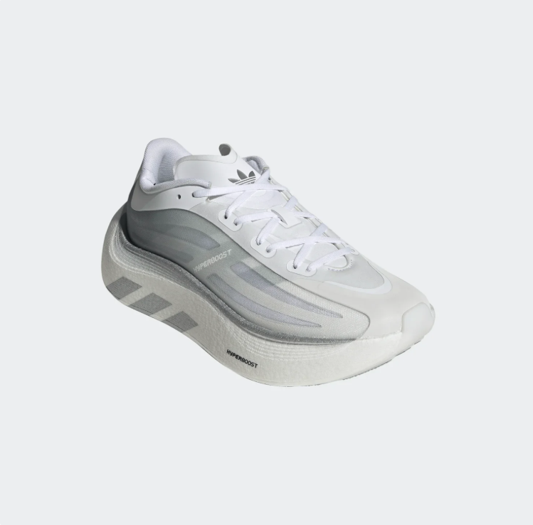 adidas Hyperboost Sneakers – White & Gray with Sculpted Sole