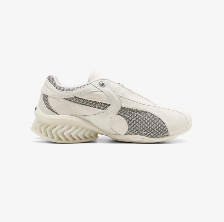 PUMA Mesh Sneakers – Cream & Gray with Sculpted Heel