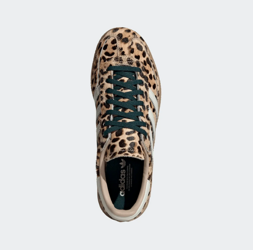 adidas Leopard-Print Low-Top Sneakers – Tan & Cream with Gum Sole
