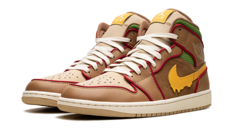 Air Jordan High-Top Sneakers – Brown & Tan with Yellow