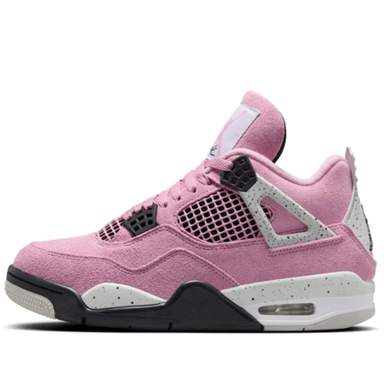 Air Jordan 4 Sneakers – Dusty Pink with Speckled Gray Accents