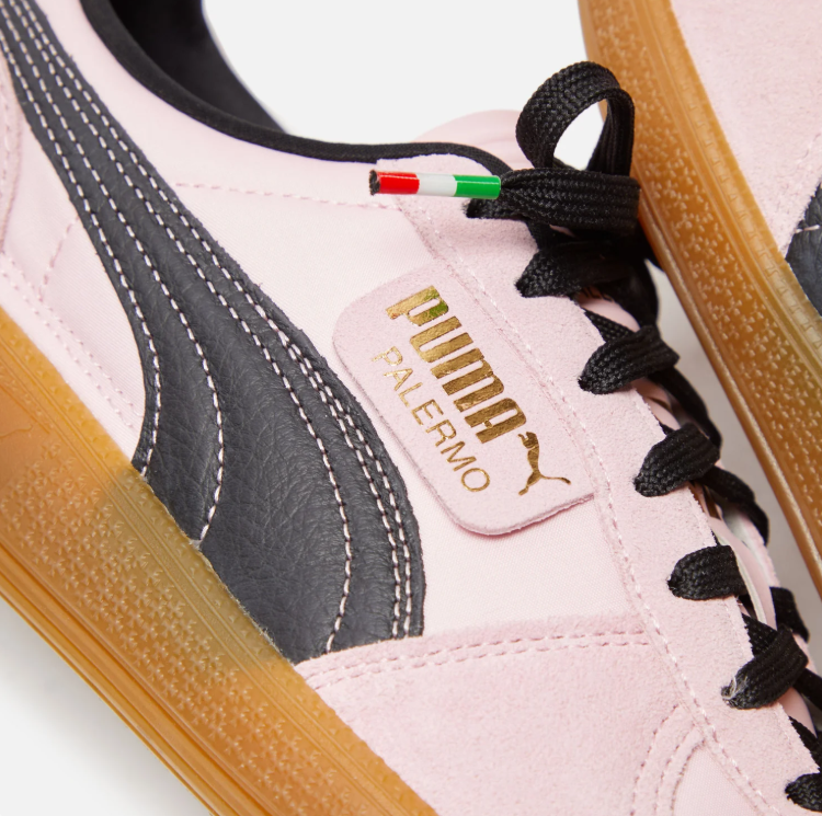 PUMA Palermo Light Pink & Black Sneakers with Gum-Colored Sole