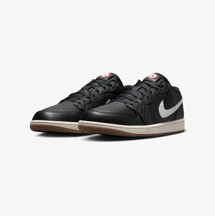 Air Jordan 1 Low Sneakers – Black & White with Gum Sole